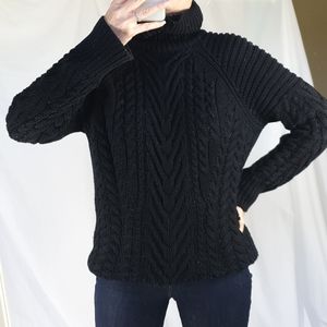 Zara black knit turtleneck sweater size M